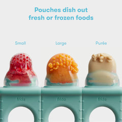 Frida Baby Push Pop Feeder teal for teething relief with chilled foods.