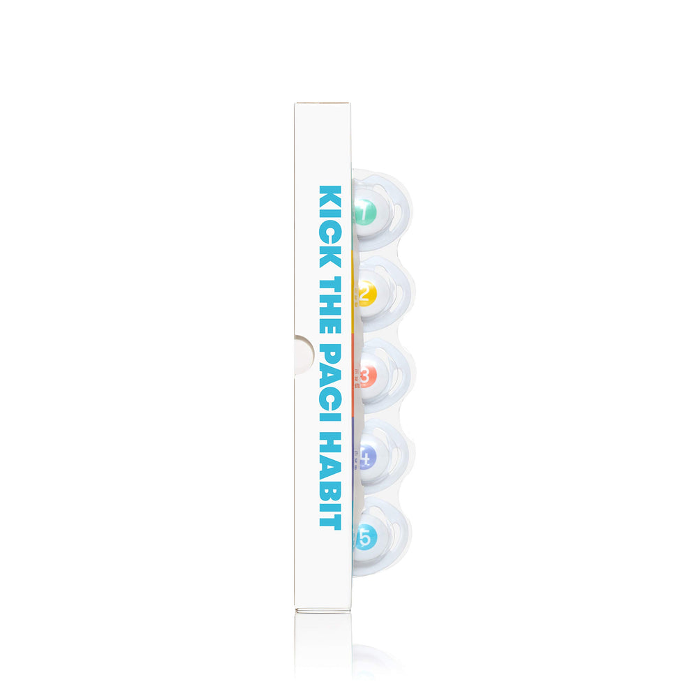 Frida Baby silicone paci weaning color-coding visual highlights clear step-by-step progress.