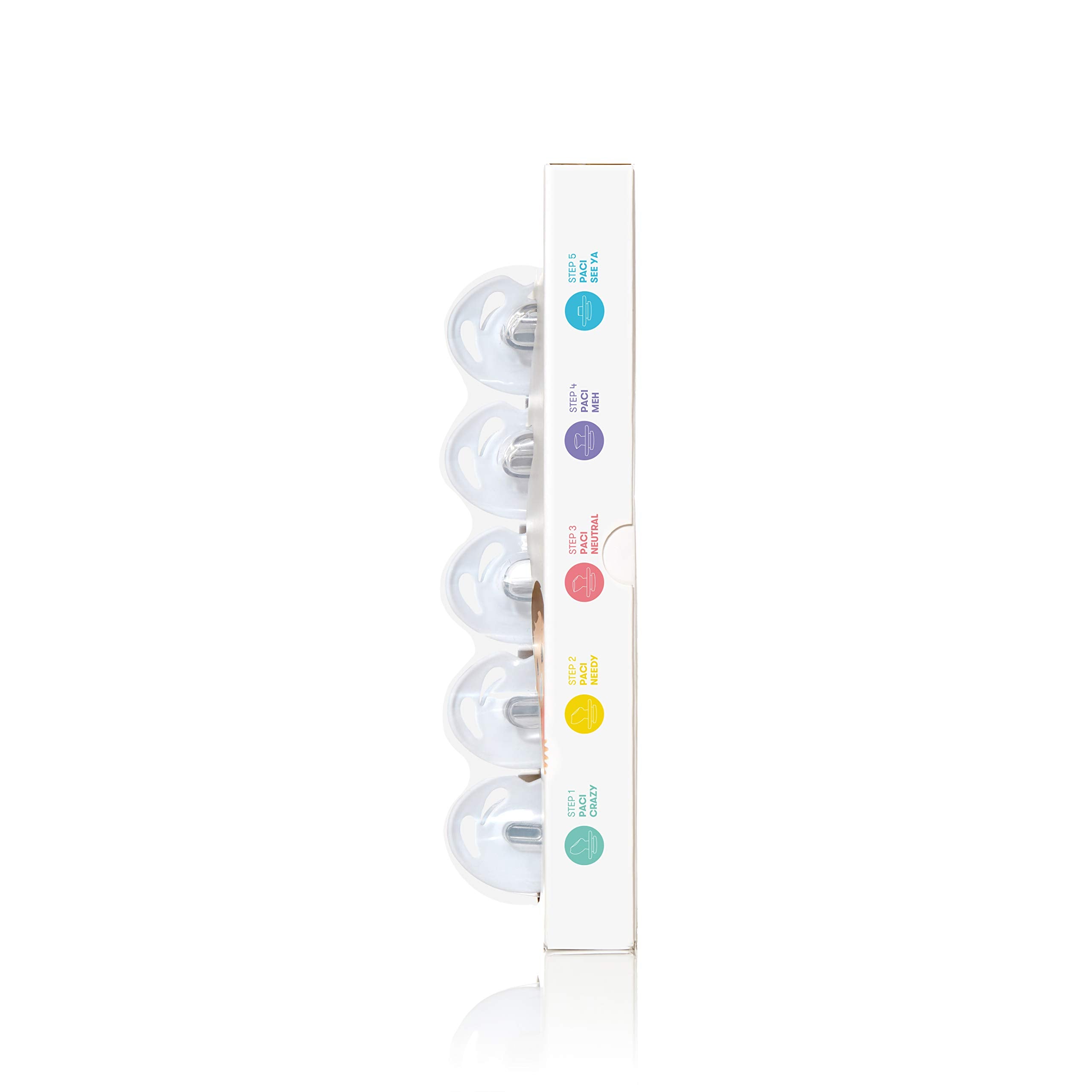 Frida Baby silicone paci weaning safety image emphasizes BPA-free and latex-free materials.