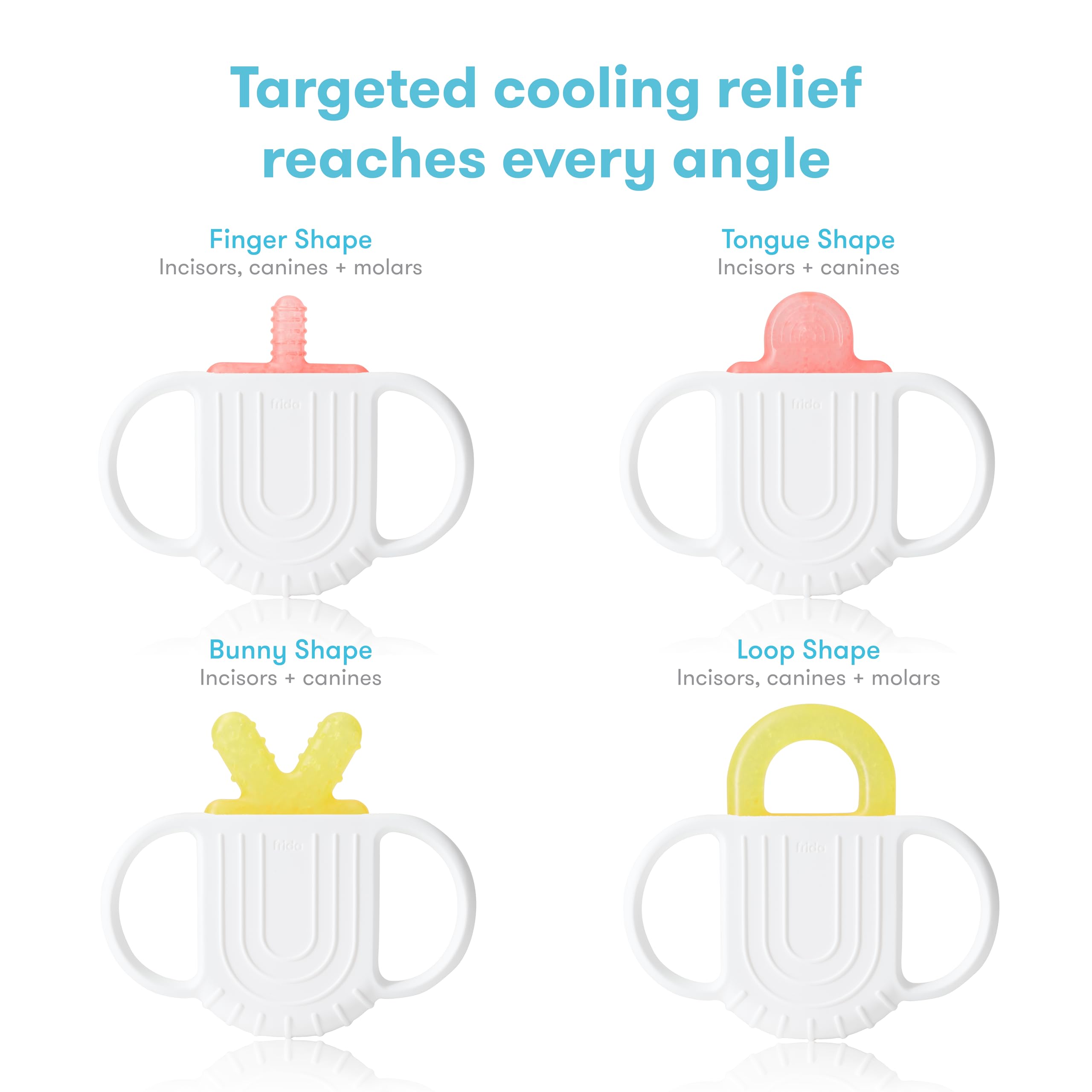 Frida Baby teether designed for 0-18 months with easy cleaning.