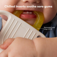 Frida Baby teether double-sided inserts reach front and back teeth with varied textures.