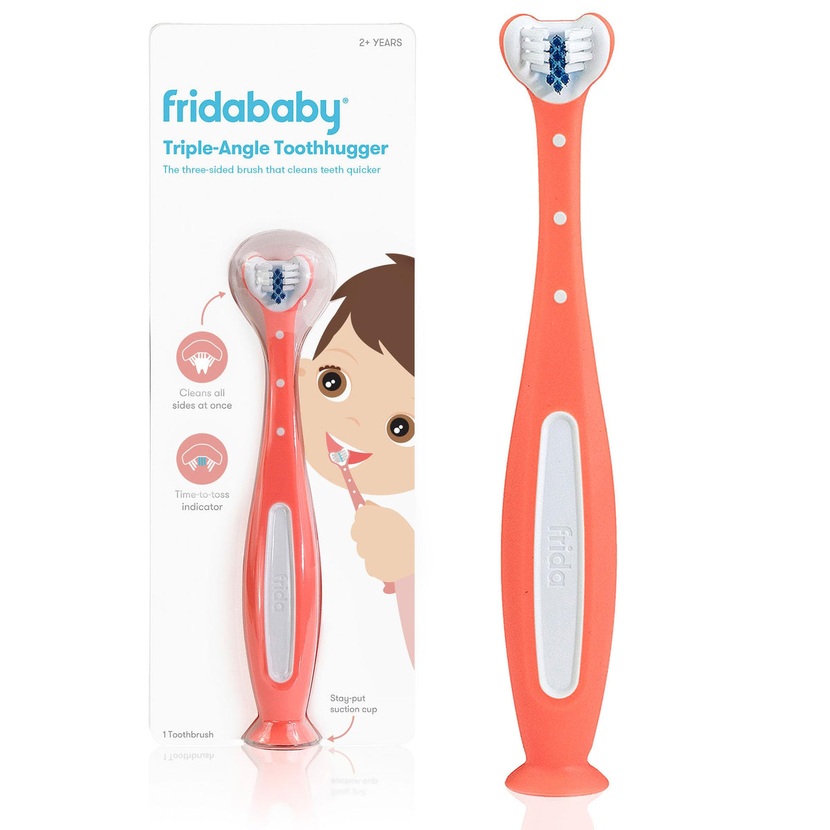 Frida Baby Triple-Angle Toothhugger front view with three-sided brush cleaning all sides