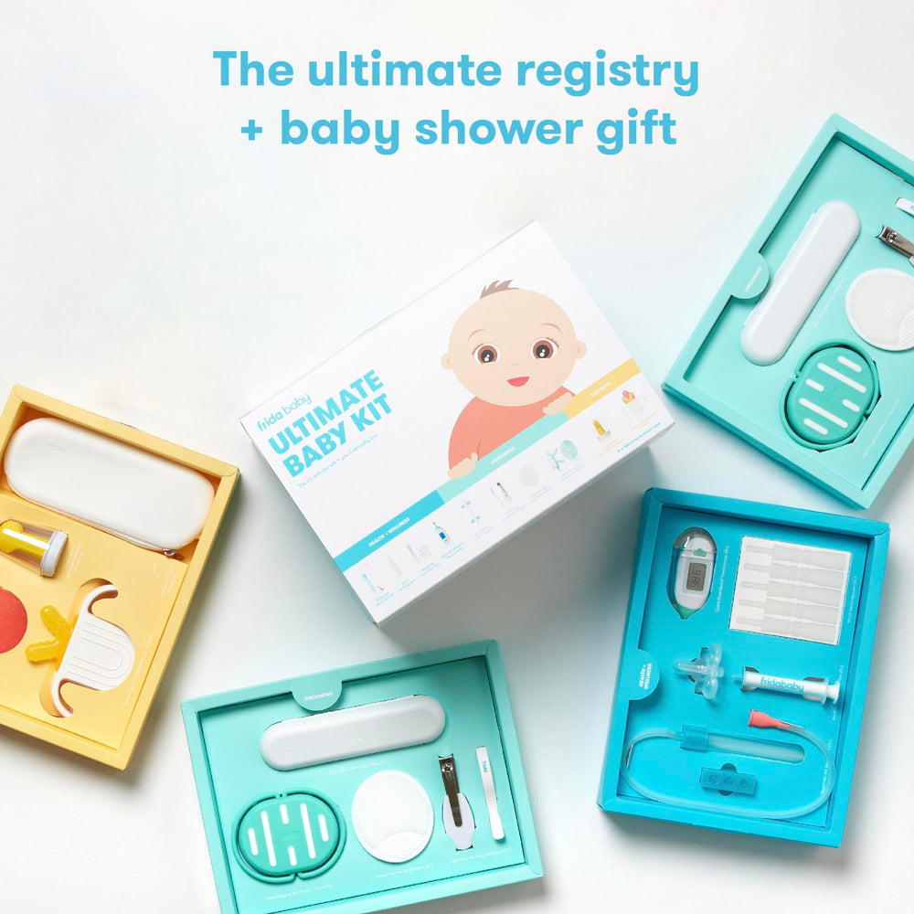 Frida Baby DermaFrida SkinSoother Brush softens cradle cap.