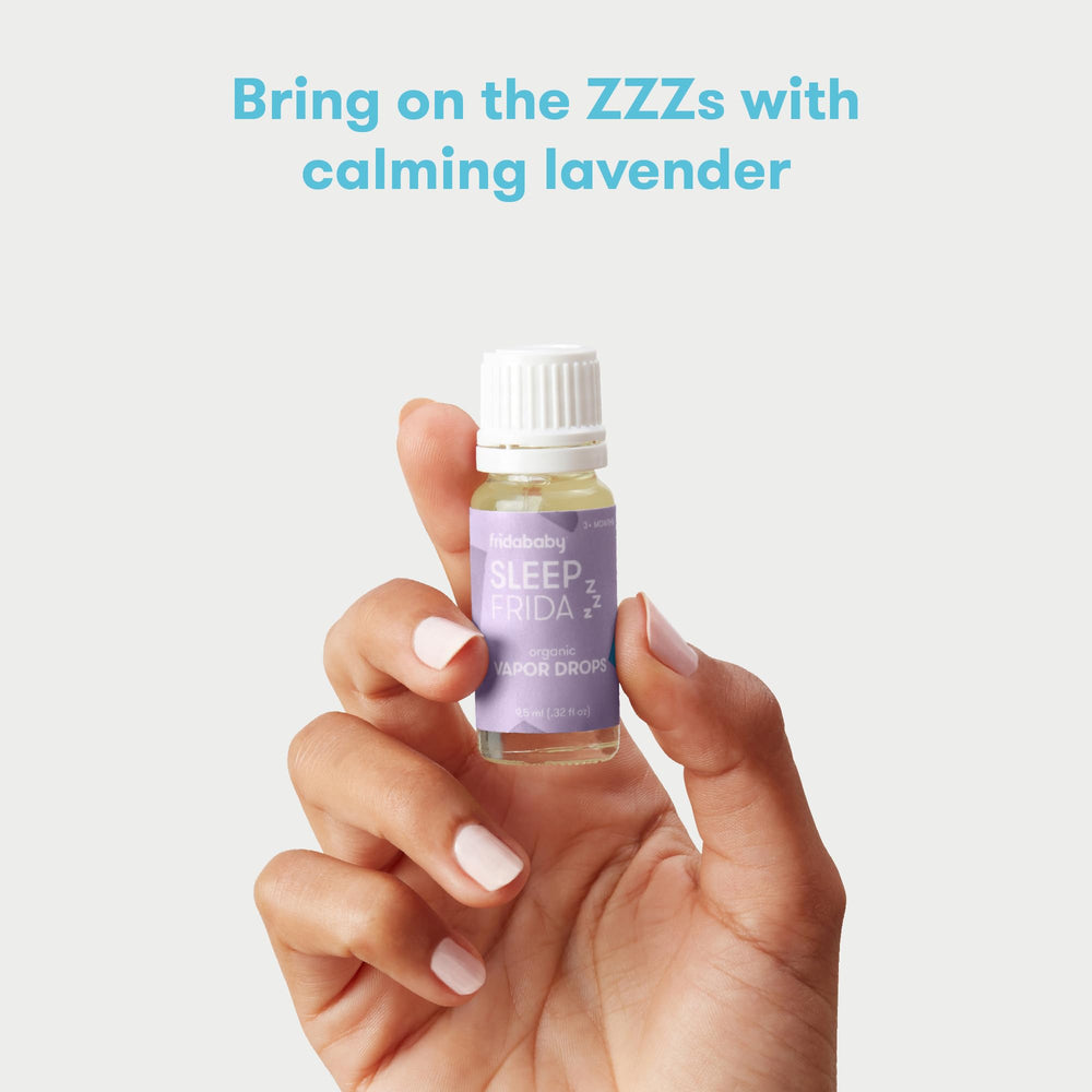 Frida Baby vapor drops packaging highlighting organic formula and phthalate-free ingredients.