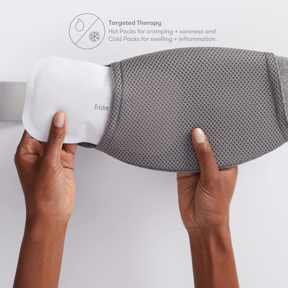 Frida Mom C-Section Recovery Band in-use demonstrates hands-free daily use