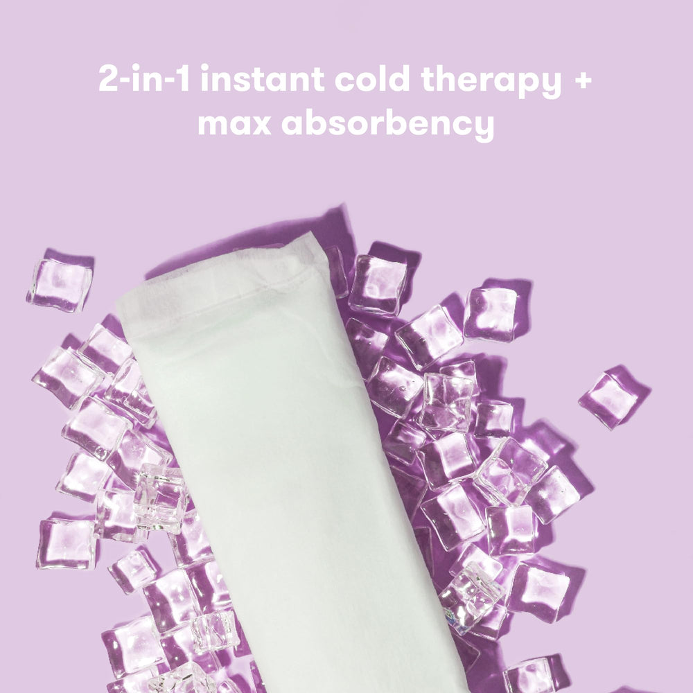 Frida Mom instant cold therapy core hidden in pad for targeted relief.