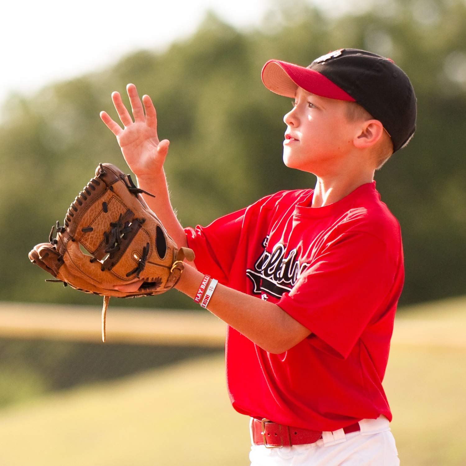 Frienda baseball bracelet soft silicone close-up highlighting comfort.