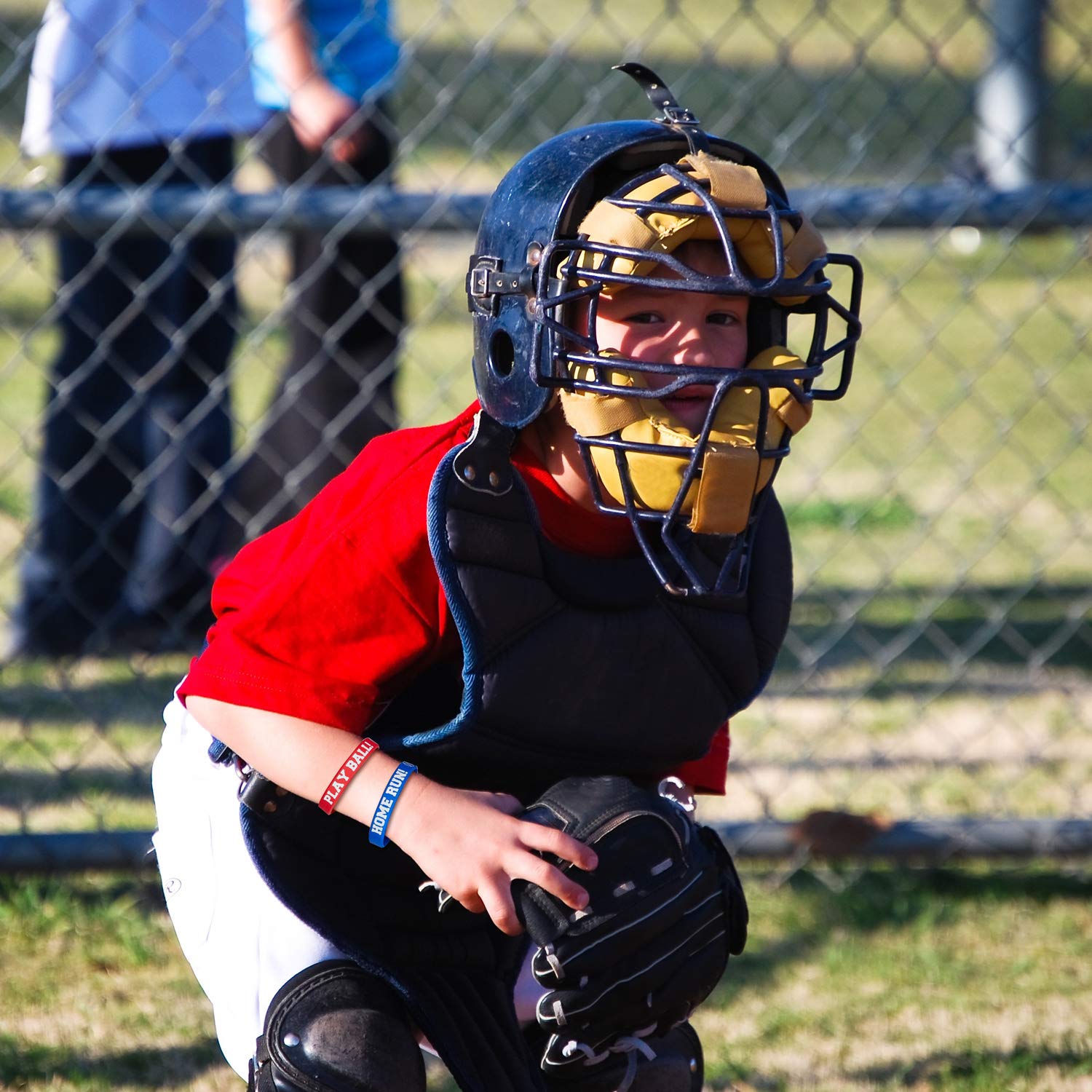 Frienda baseball bracelet worn on wrist demonstrating durable silicone for daily wear.