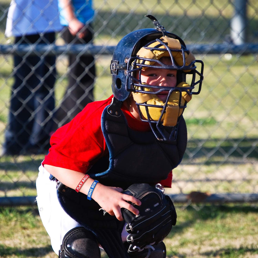 Frienda baseball bracelet worn on wrist demonstrating durable silicone for daily wear.