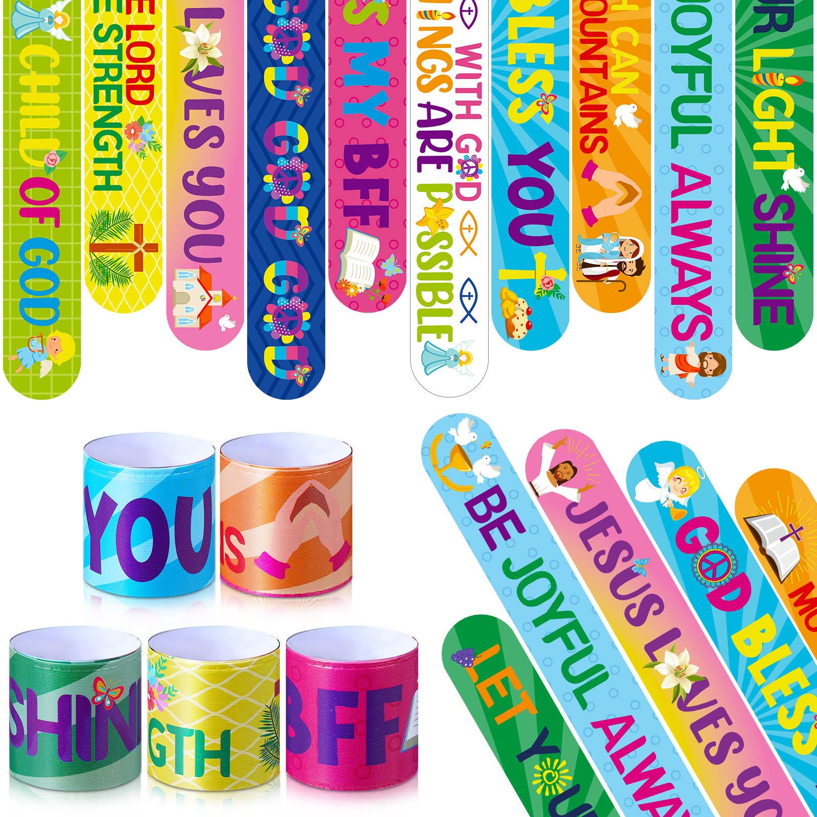 Frienda Bible slap bracelets 40-piece set for Easter and church events.