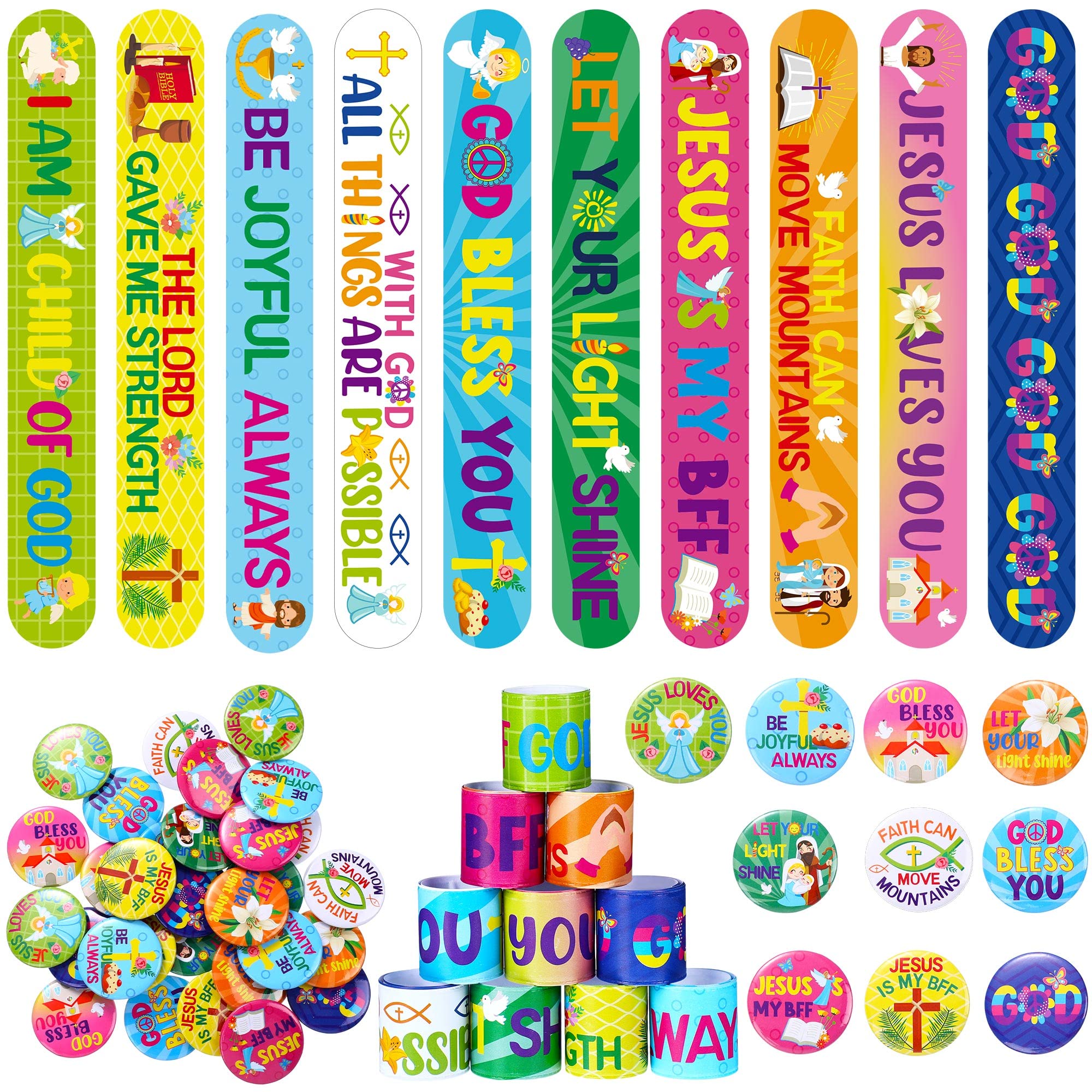 Frienda Christian Easter bracelets pack: durable and colorful slap bracelets for kids' church activities