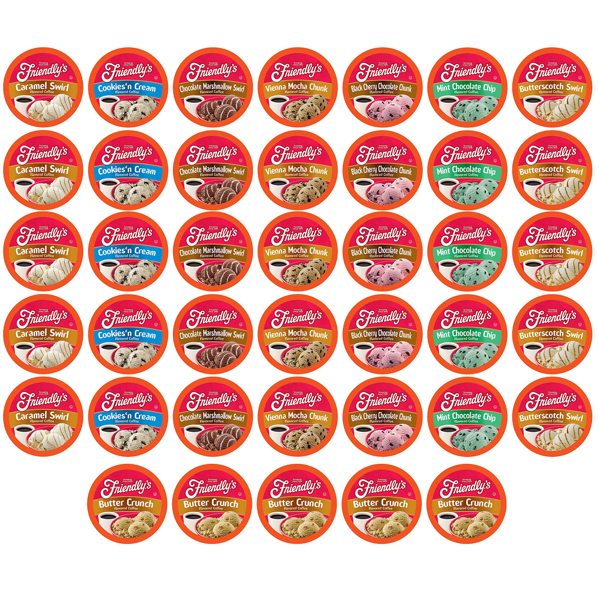 Friendly's coffee pods assorted ice cream flavors box front, ideal for quick Keurig flavor variety.
