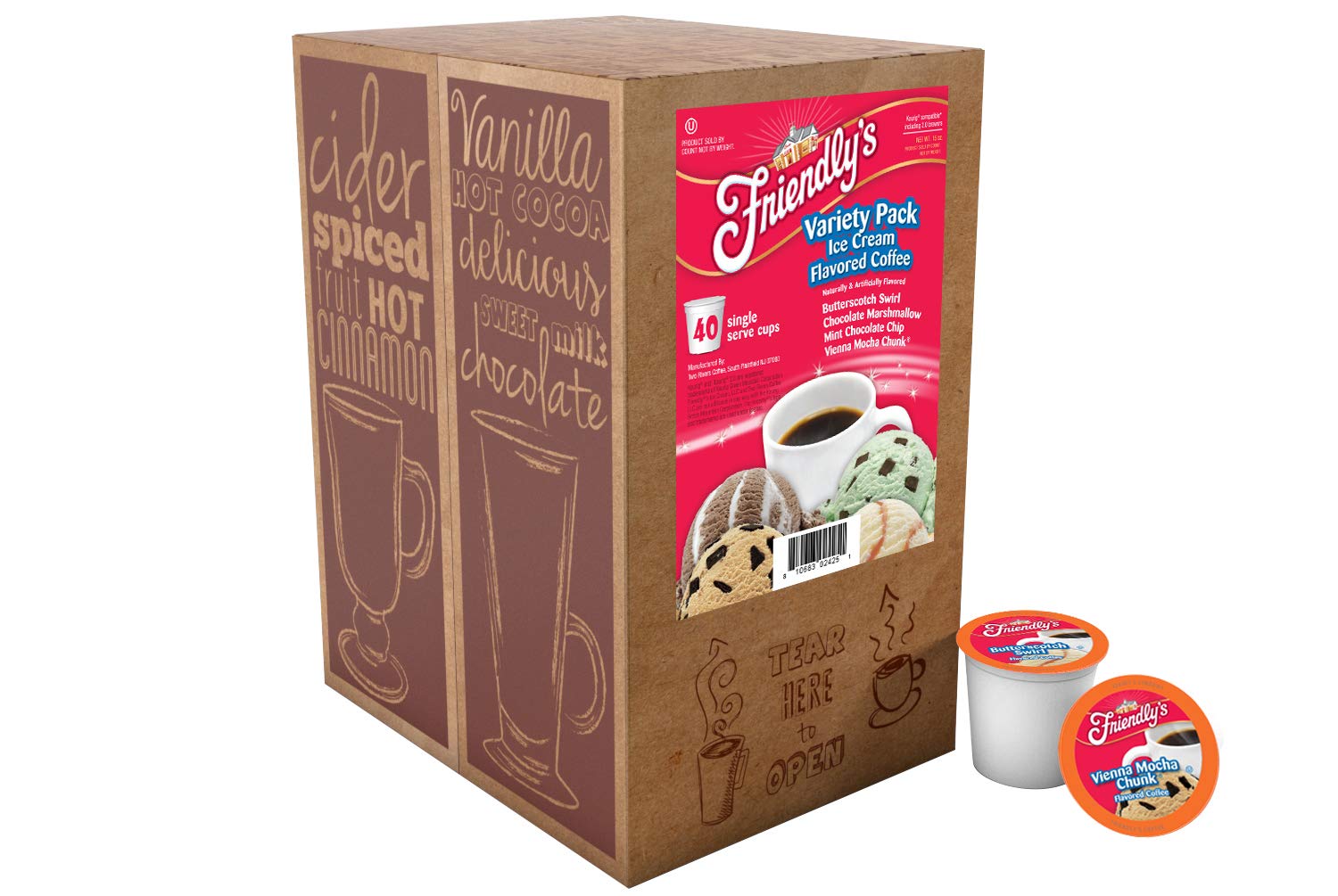 Friendly's coffee pods butterscotch swirl close-up, highlighting premium Arabica aroma.