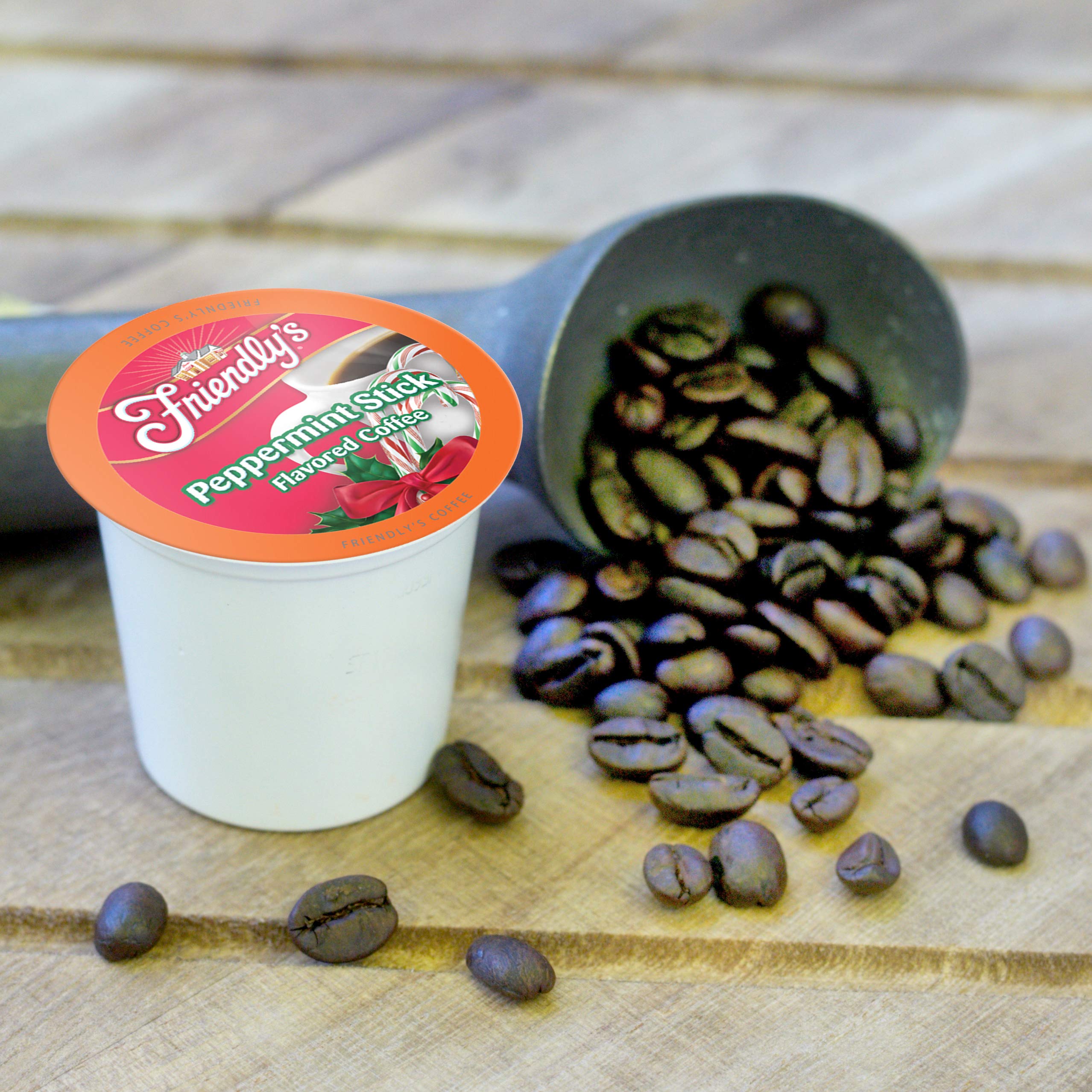 Friendly's peppermint coffee pods — Keurig-compatible for easy brewing