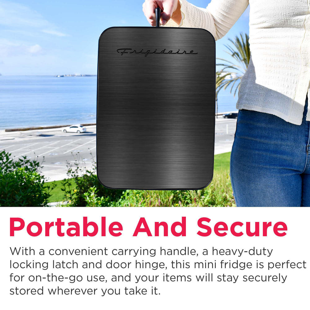 Frigidaire mini fridge operates quietly while keeping beverages cool.