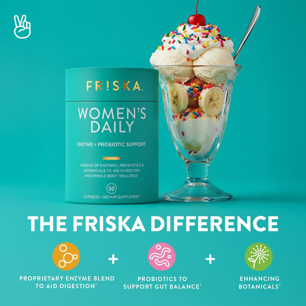 FRISKA Bacillus subtilis DE111 capsules close-up showing probiotic blend.