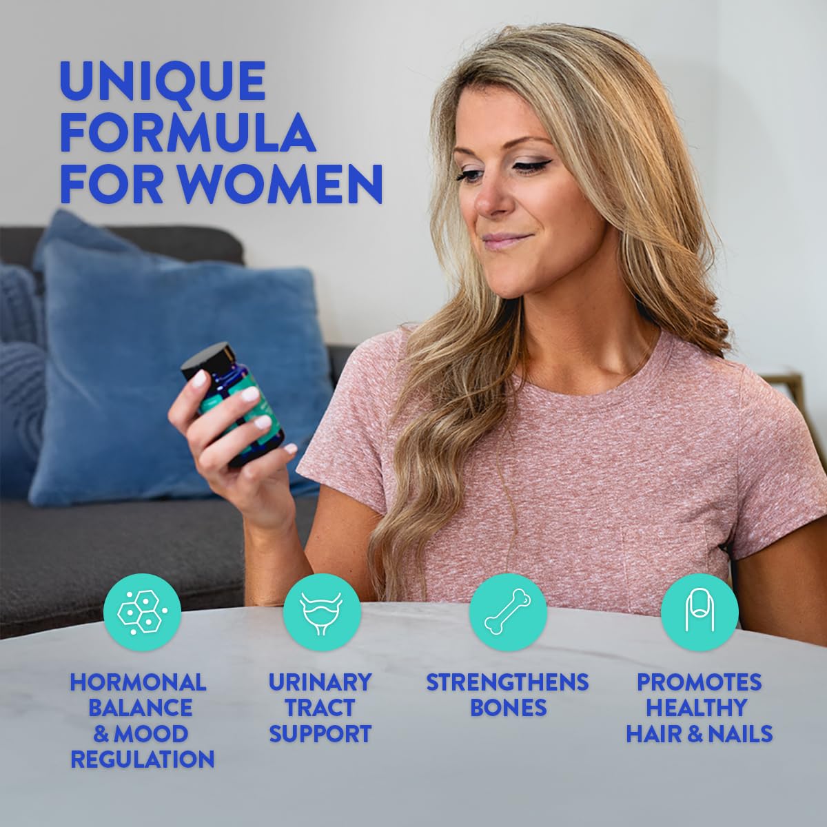 FRISKA Vitamin D bottle highlights bone health support.