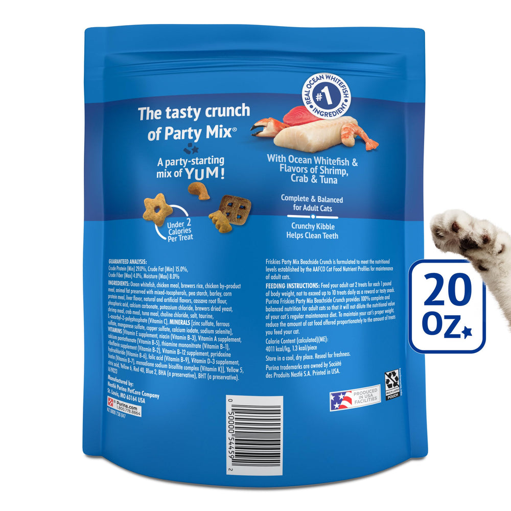Friskies adult cat treats are under 2 calories per piece for mindful between-meal rewards.