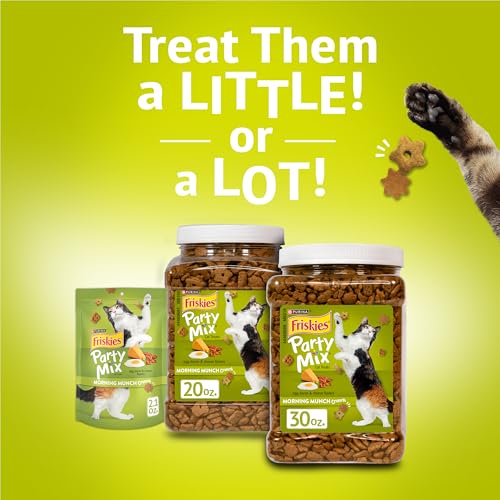 Morning snack time with Friskies flavor variety.