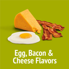 Eggs-bacon-cheese flavor close-up shows savory aroma.