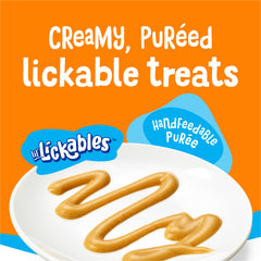 Friskies Lil’ Lickables Chicken Tube tear-top reveal, easy-to-serve snack during busy days.