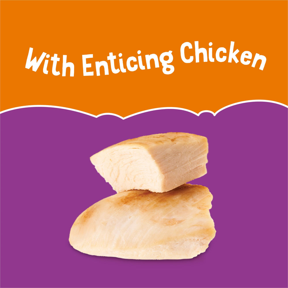 Friskies packaging shows 16 pouches for convenient portions
