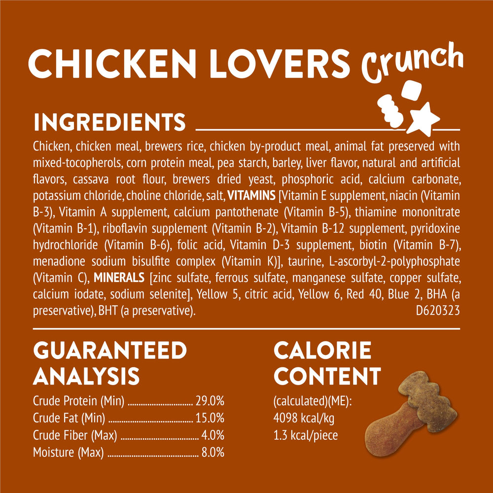 Friskies Party Mix Chicken Lovers Crunch resealable pouch preserves freshness.
