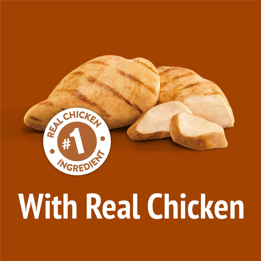 Friskies Party Mix Chicken Lovers Crunch treat bite showing crunchy texture.