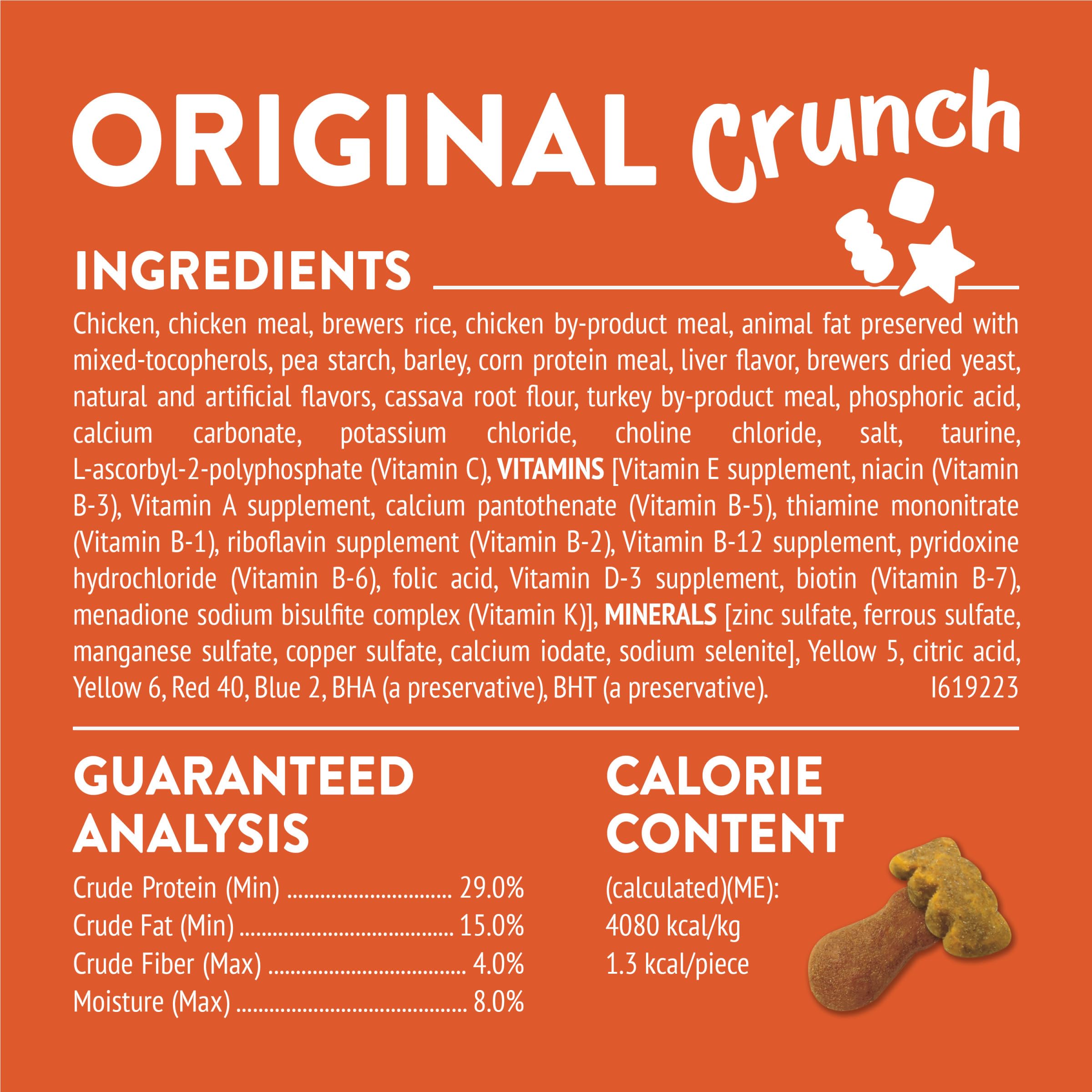 Friskies Party Mix Original Crunch close-up of crunchy texture aiding teeth cleaning.
