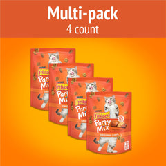Friskies Party Mix Original Crunch treat shapes showcasing playful forms that invite play.