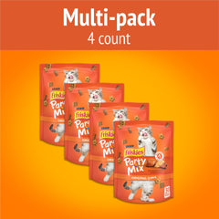Closeup of Friskies Party Mix Original Crunch treats showing crunchy texture