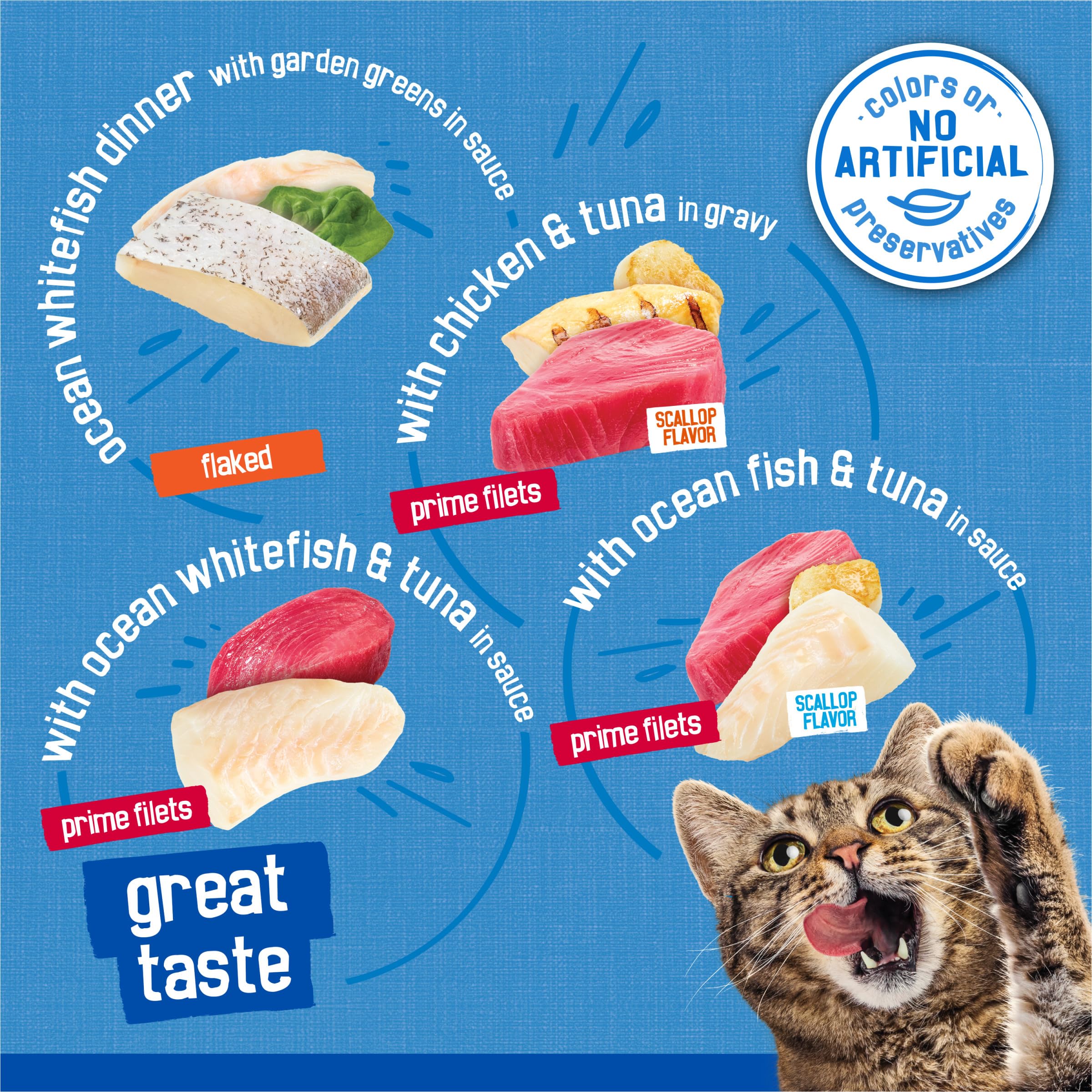 Friskies Prime Filets with Ocean Whitefish and Tuna in Sauce can.