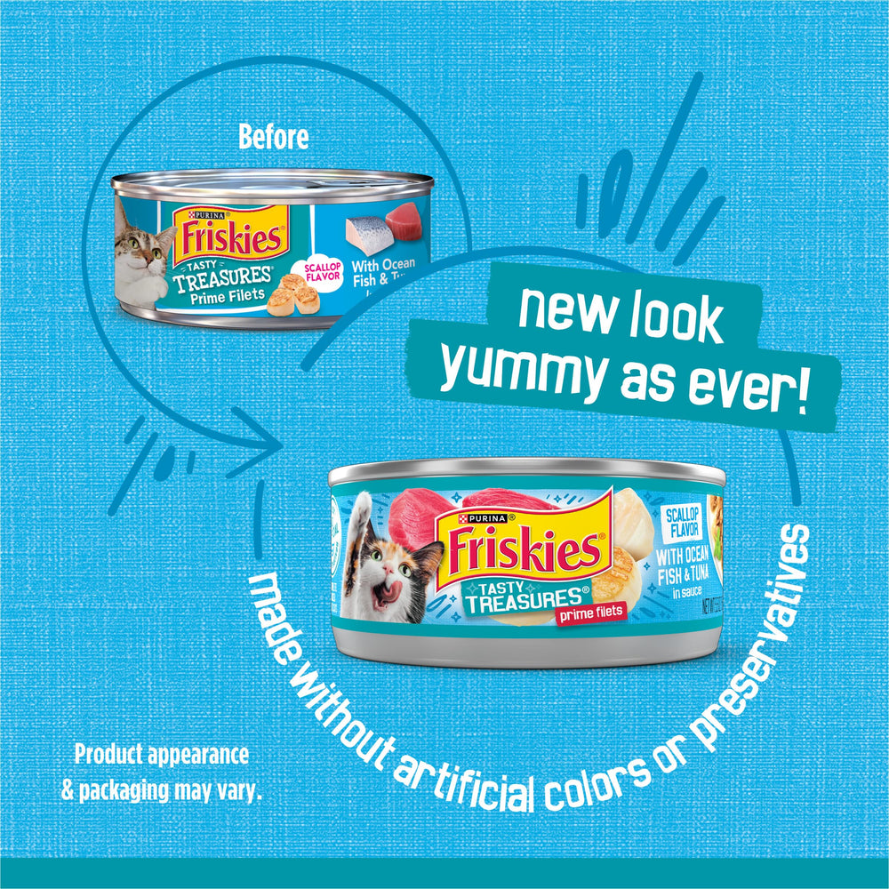 Friskies Tasty Treasures high-protein formula supports adult cat energy
