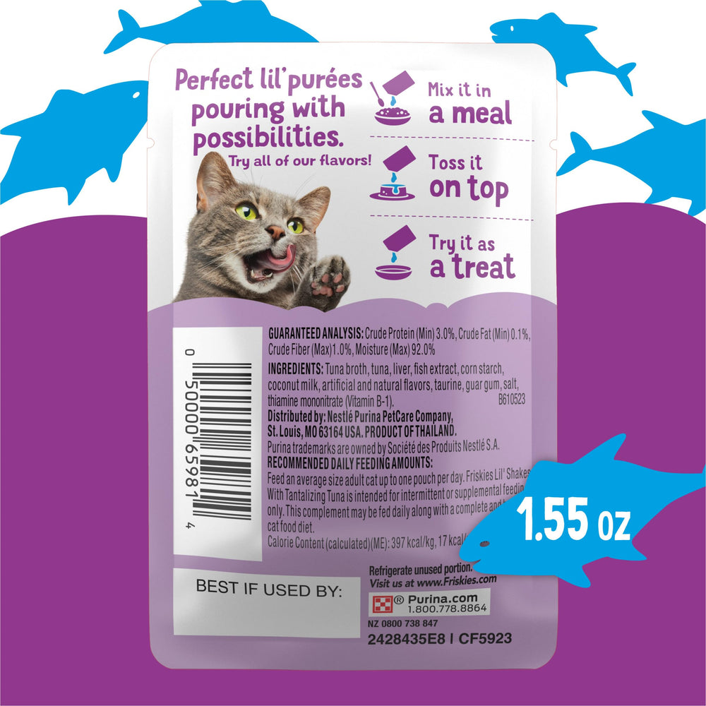 Lil' Shakes topper served on wet cat food to boost flavor.