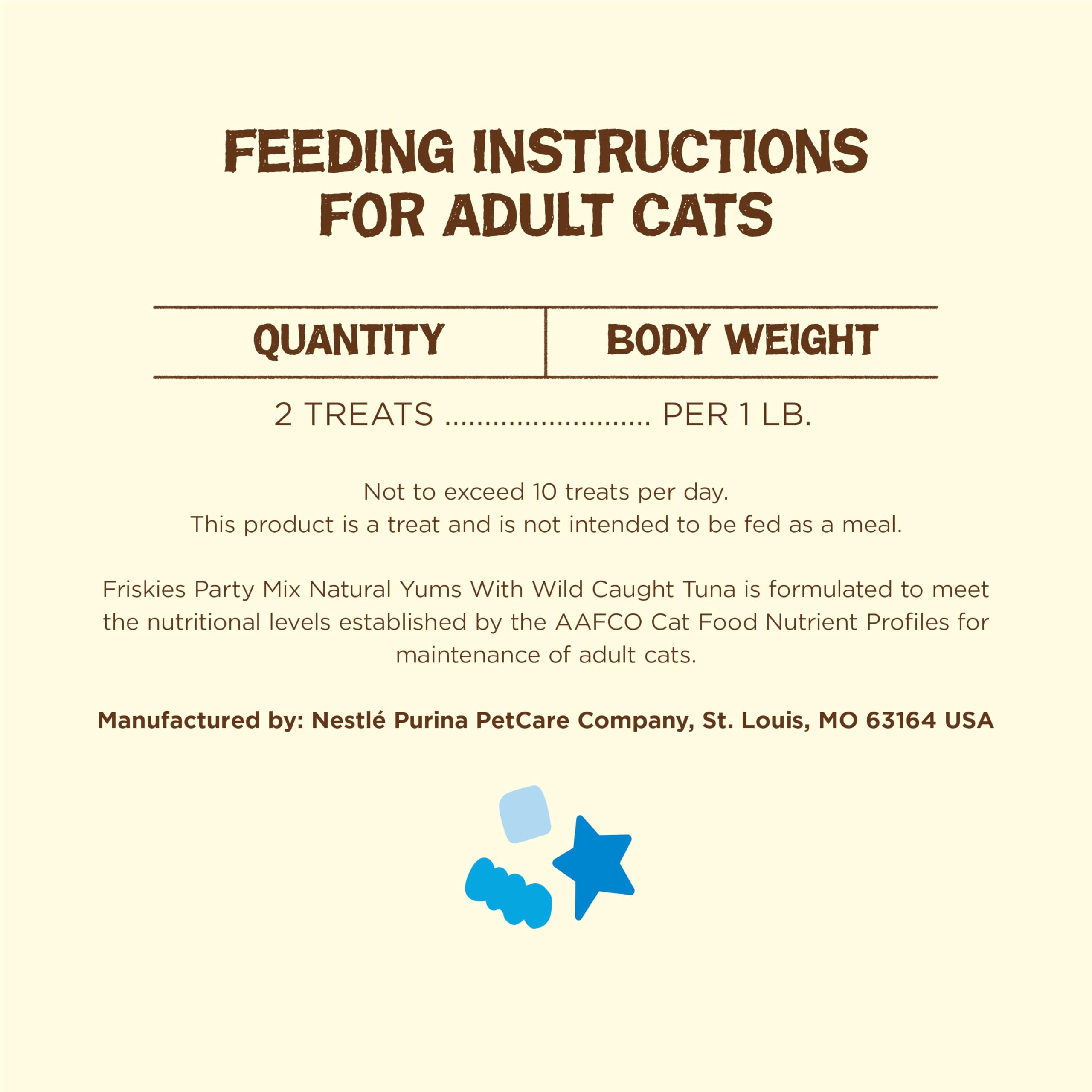 Friskies two calories per piece labeled on packaging for portion awareness