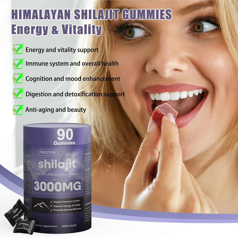 Fristfei Shilajit Gummies after meals usage illustration highlights convenient post-meal supplement.
