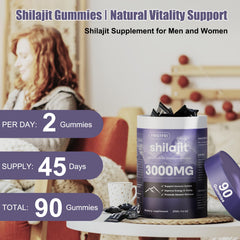Fristfei Shilajit Gummies close-up texture reveals dense, chewy consistency and vibrant color.