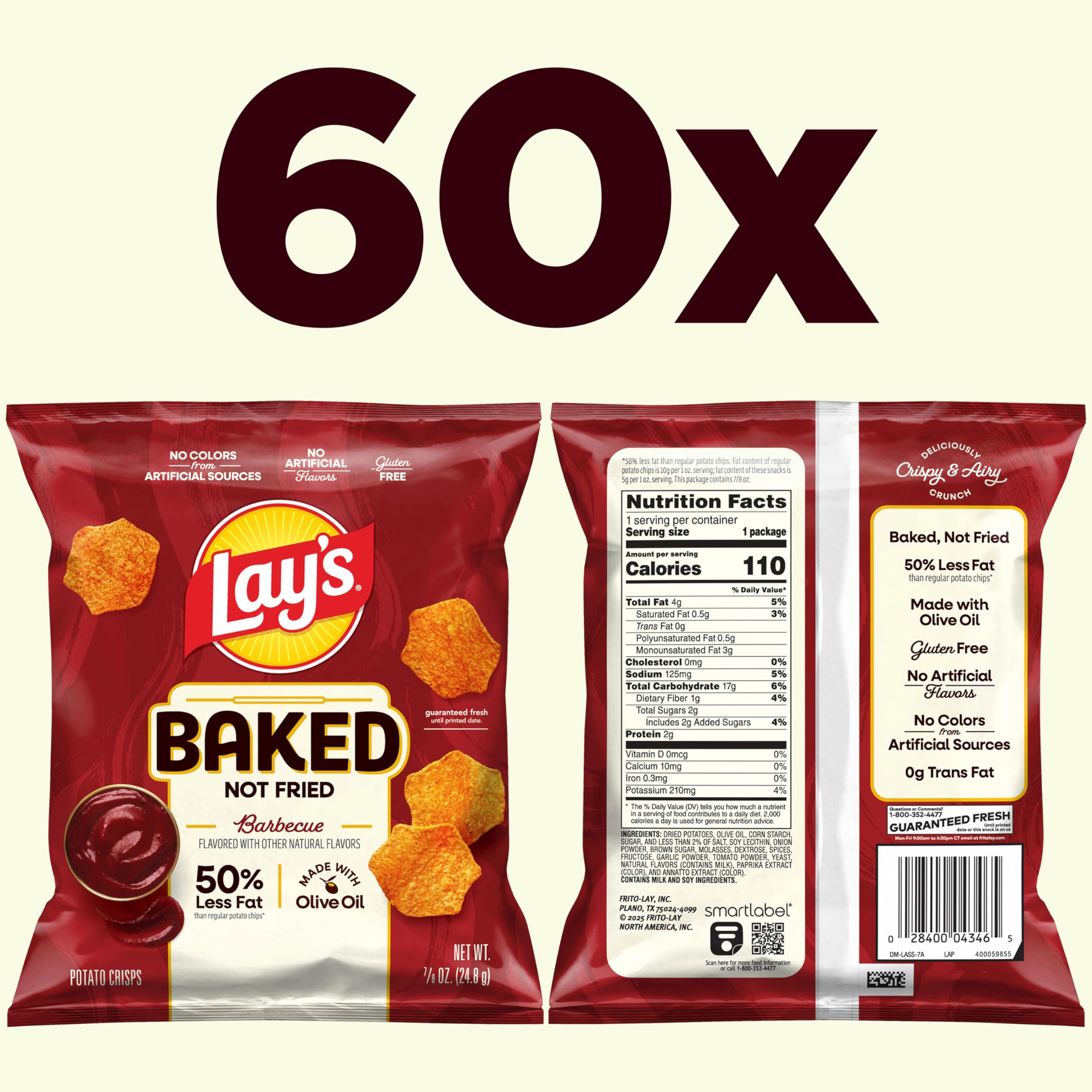 Frito-Lay Baked Lay's Barbecue bags shown on shelf for easy lunch snacking.