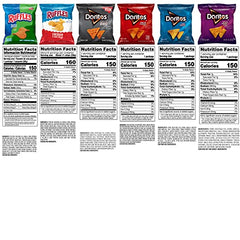 Assorted Frito-Lay Ruffles and Doritos pack side view showing variety
