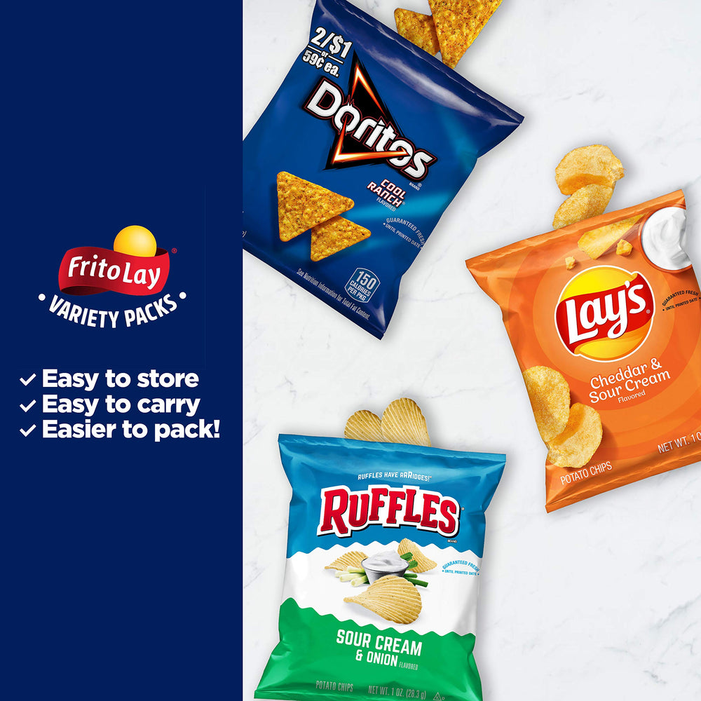 Frito-Lay Tangy Favorites Mix snack-portions close-up for portion control.