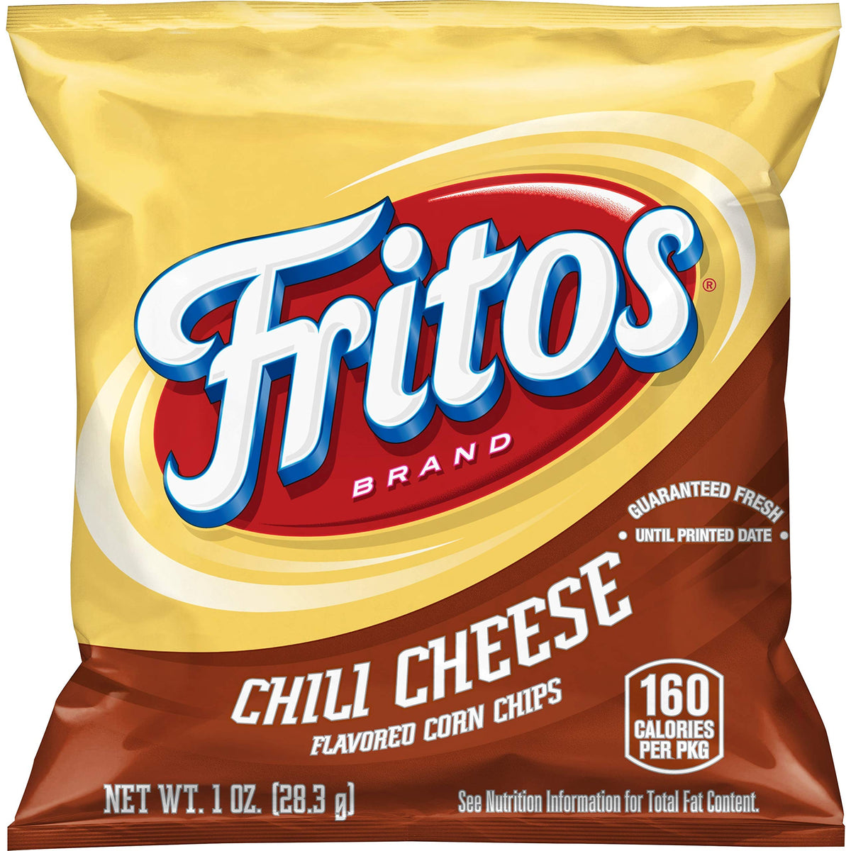 Fritos Chili Cheese chips close-up with bold crunch for quick snacking.
