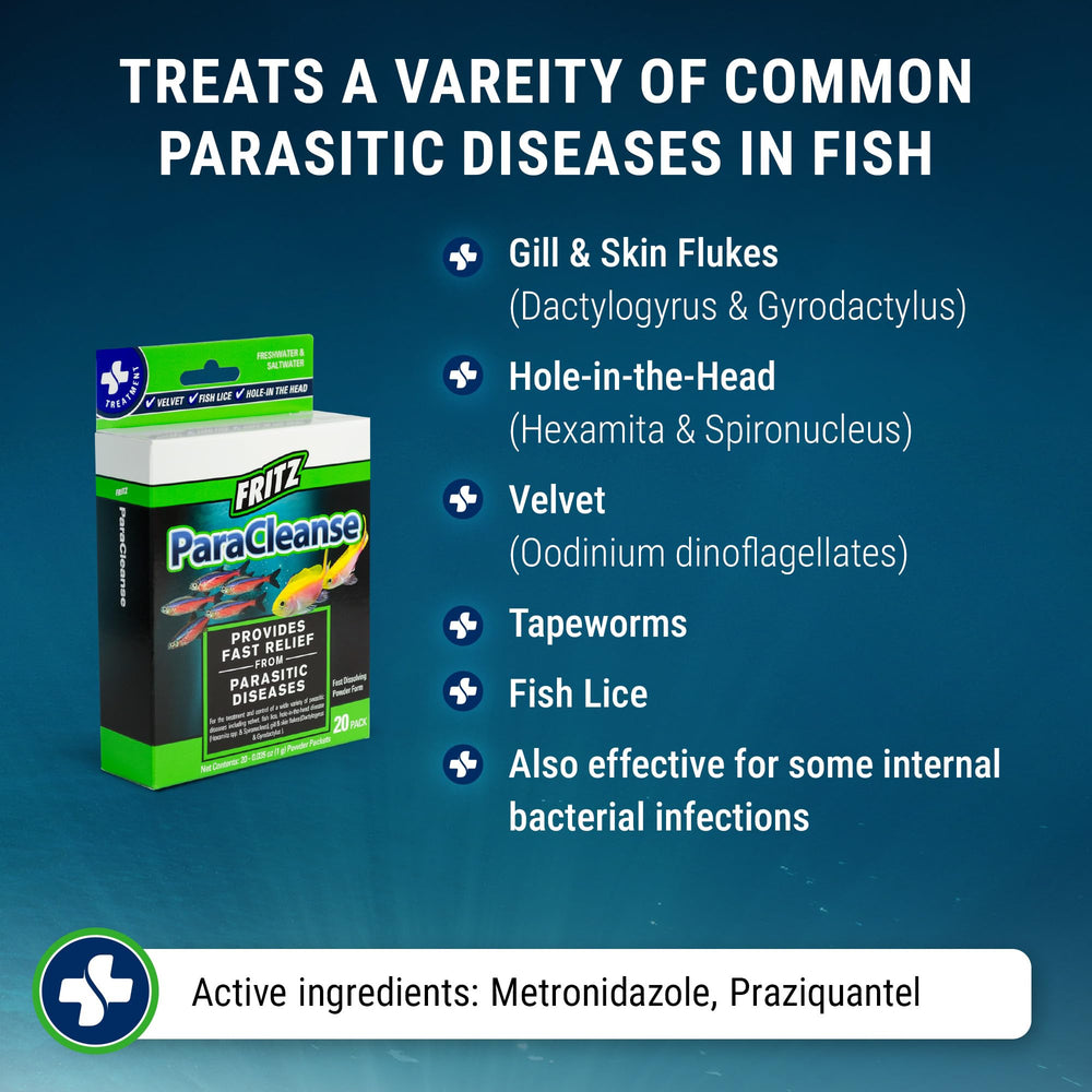 Pre-measured ParaCleanse doses simplify treatment while protecting non-target tank inhabitants