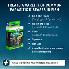 Pre-measured ParaCleanse doses simplify treatment while protecting non-target tank inhabitants