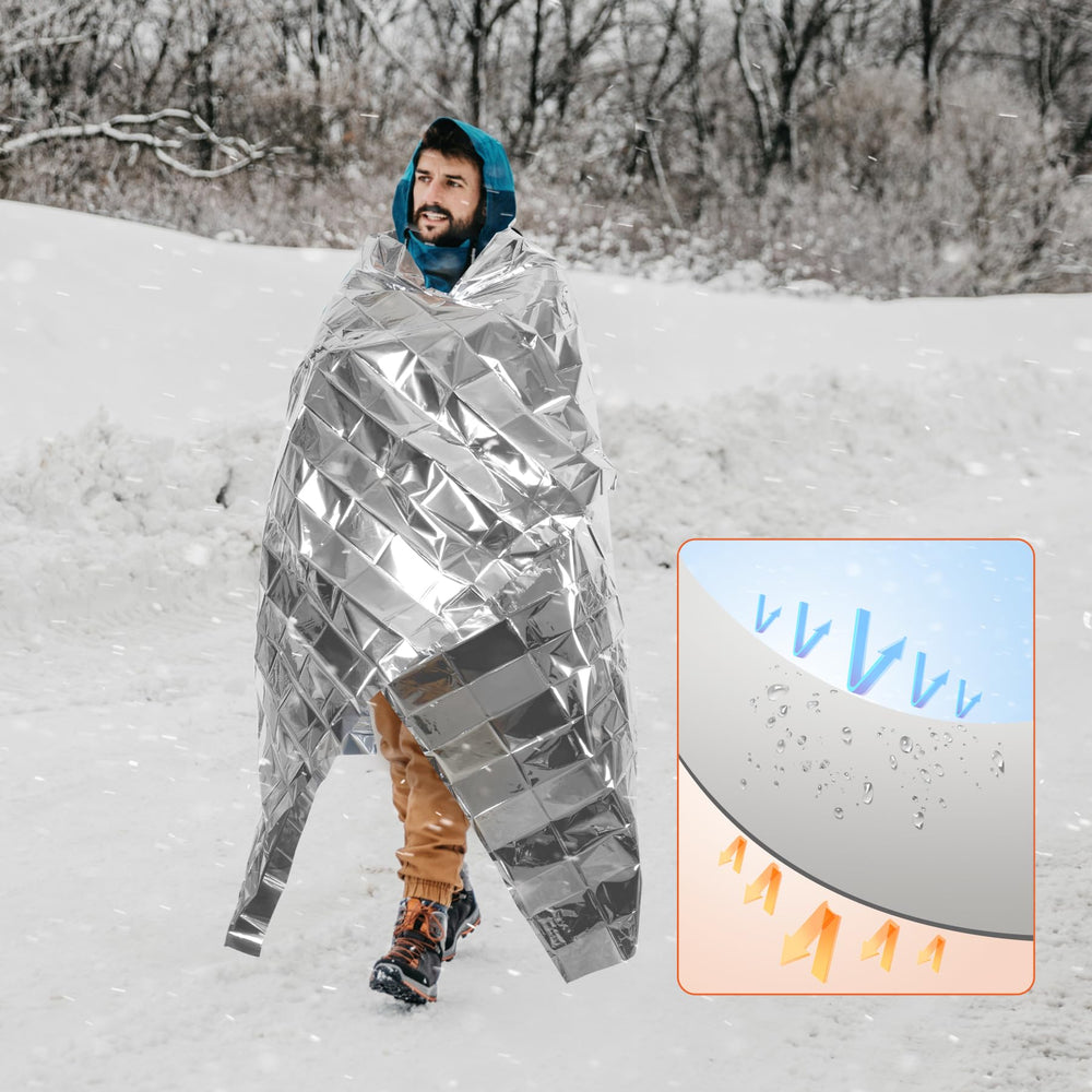 Frocopo survival blanket used as poncho in light rain