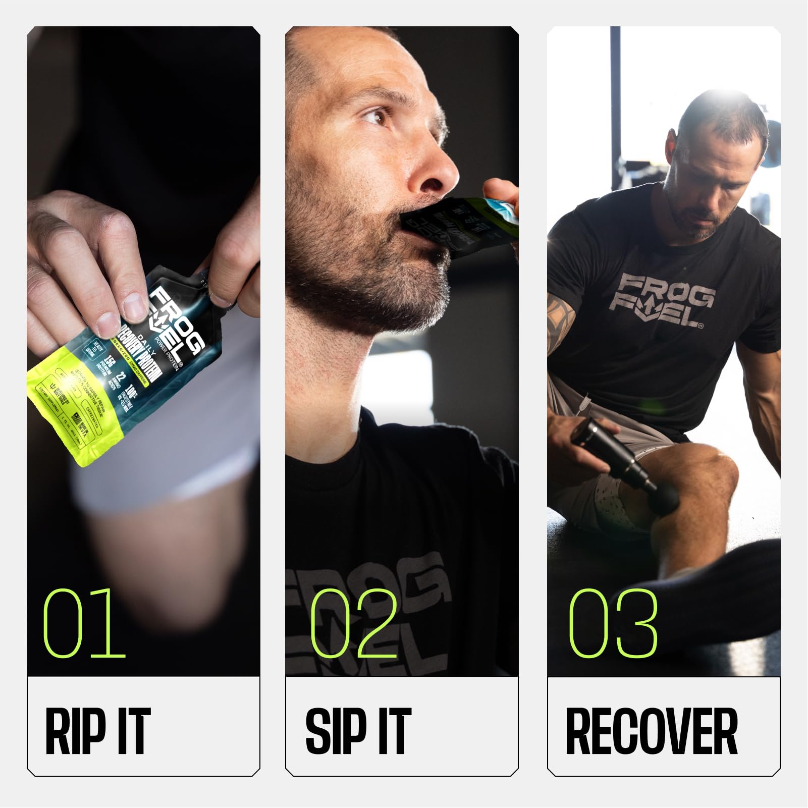 Frog Fuel Power Shot Berry nutrition label highlights zero carbs and sugar.