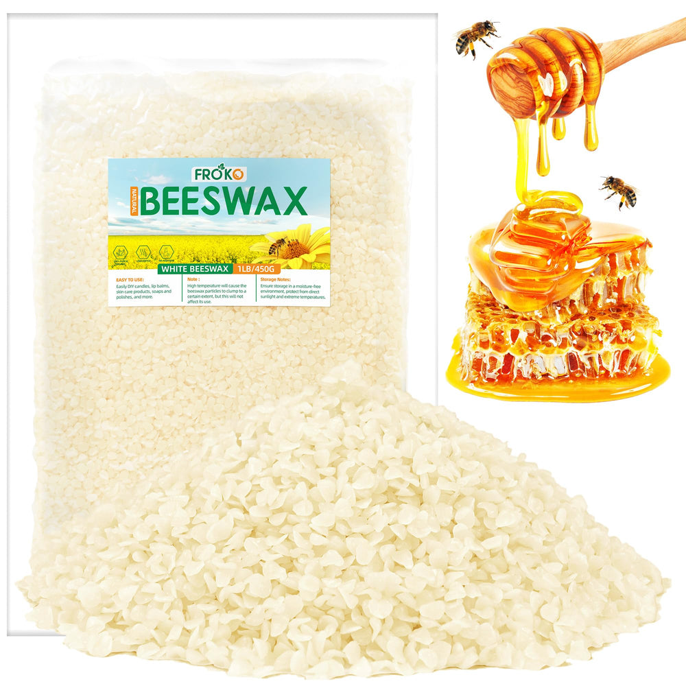 FROKO white beeswax pellets for DIY candles and skincare.