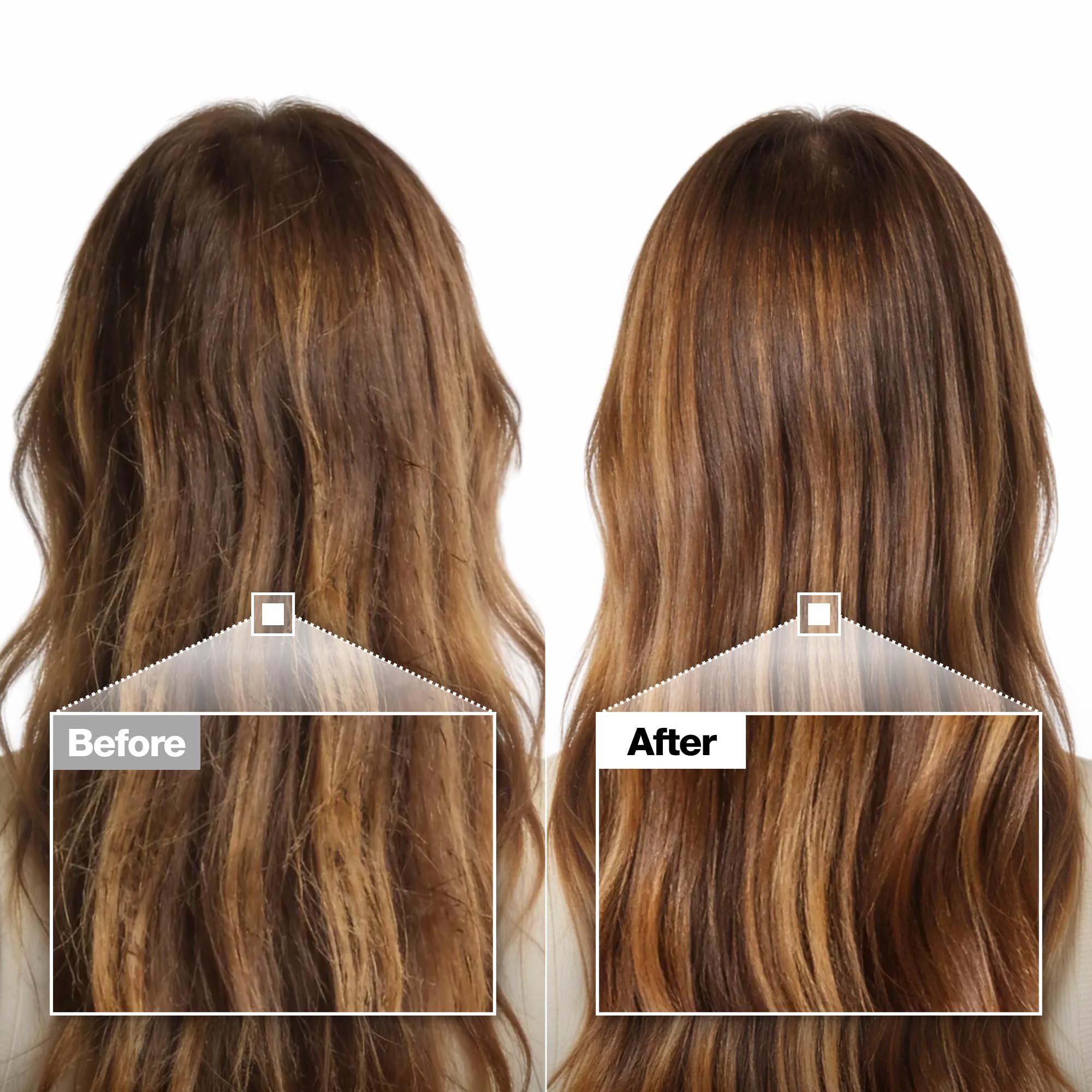 Detangling action with FROMLABS product, suggesting knot-free styling in seconds.
