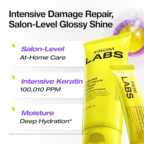 FROMLABS Keratin Booster Powder pack demonstrating on-hand boosting power for smoother strands.