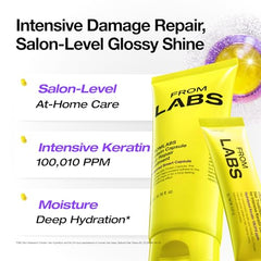 FROMLABS Keratin Booster Powder pack demonstrating on-hand boosting power for smoother strands.