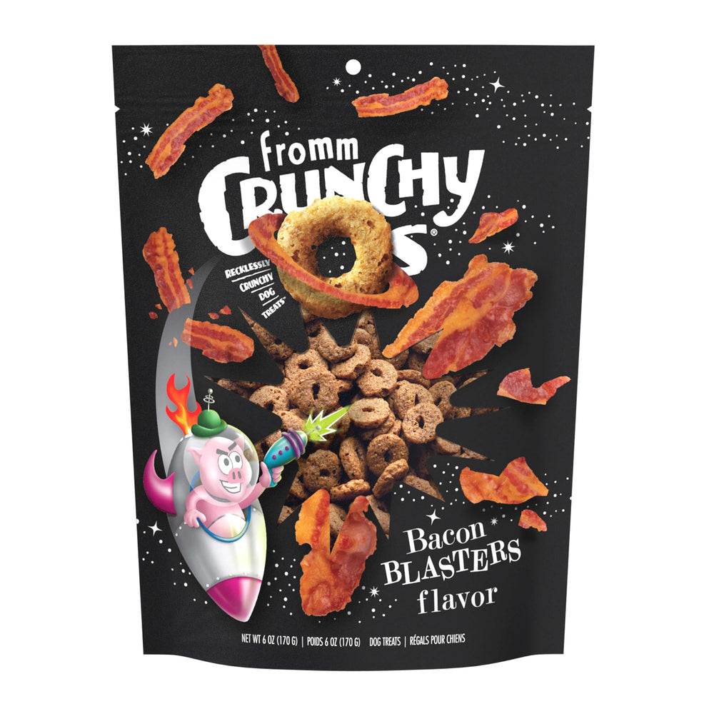 Fromm Crunchy Os Bacon Blasters close-up showing crunchy texture for training rewards.